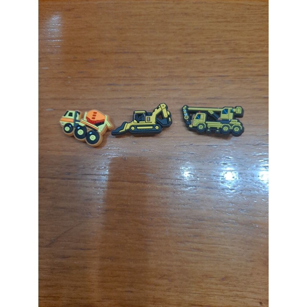 Lot Of 3 Yellow Heavy Duty Construction Themed Croc Charm Jibz